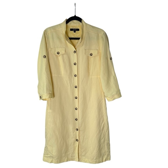 Alex Marie Size 6 Women’s Yellow Belted Shirt Dress - Picture 3 of 11